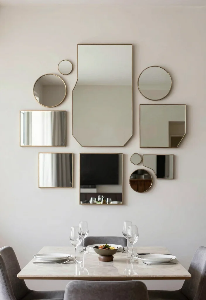 14 Dining Table Mirror Ideas That Reflect Style 50 14 Dining Table Mirror Ideas That Reflect Style - 10. Layered Mirrors 1