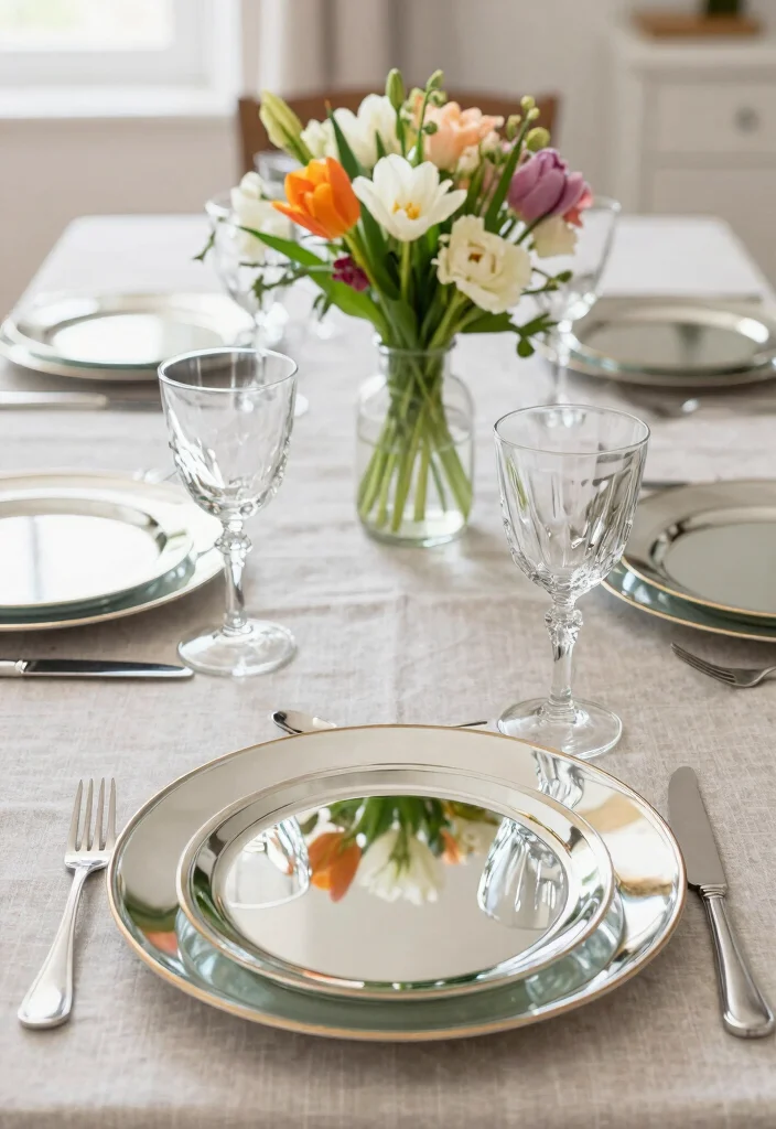 14 Dining Table Mirror Ideas That Reflect Style 61 14 Dining Table Mirror Ideas That Reflect Style - 11. Reflective Table Settings 1