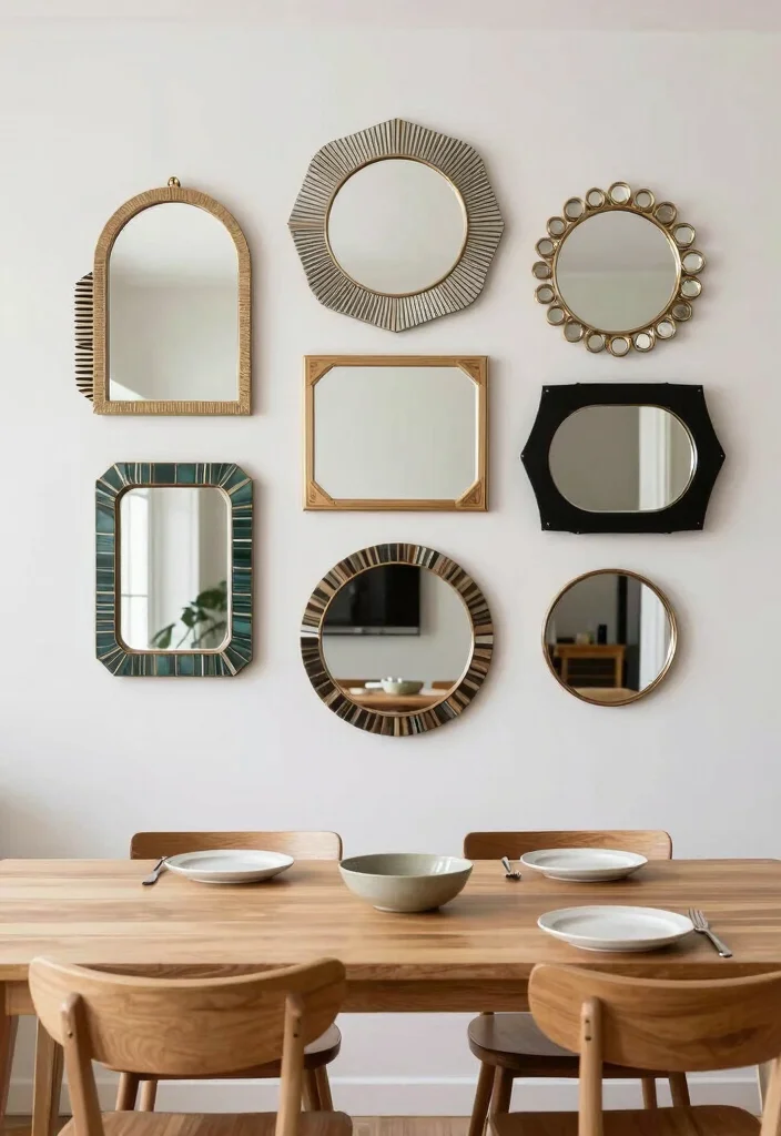 14 Dining Table Mirror Ideas That Reflect Style 62 14 Dining Table Mirror Ideas That Reflect Style - 12. Artistic Mirror Displays 1