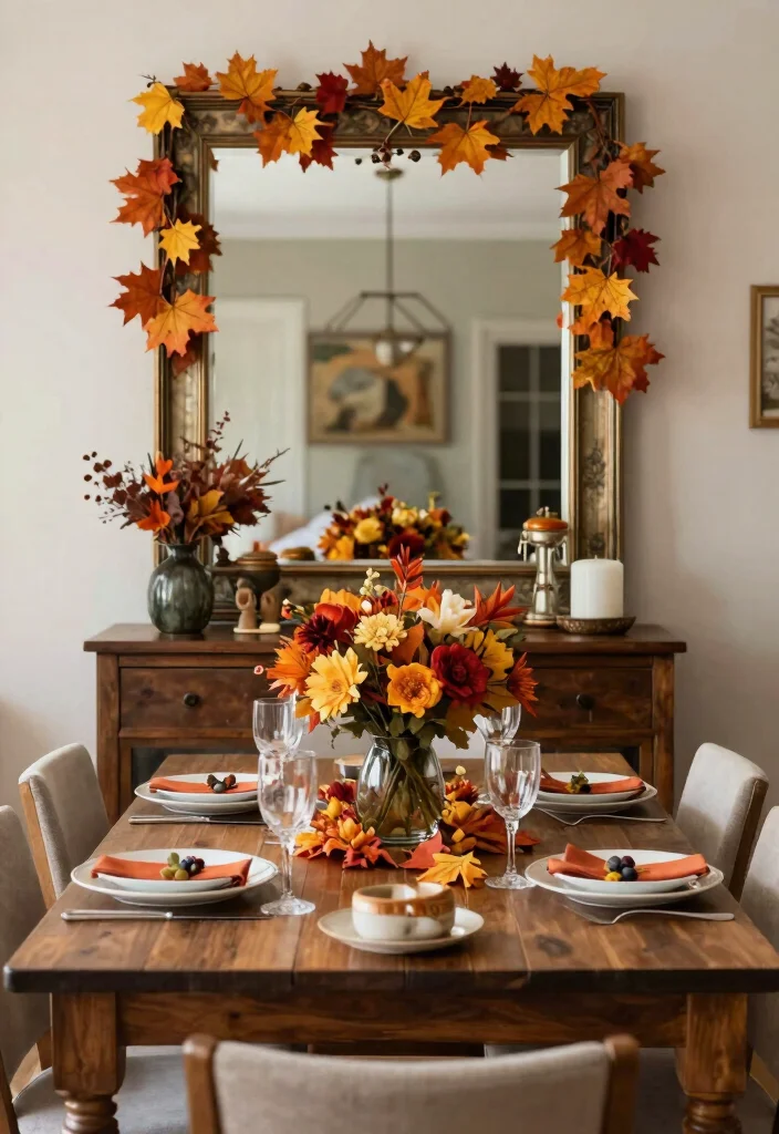 14 Dining Table Mirror Ideas That Reflect Style 64 14 Dining Table Mirror Ideas That Reflect Style - 14. Seasonal Mirror Decor 1