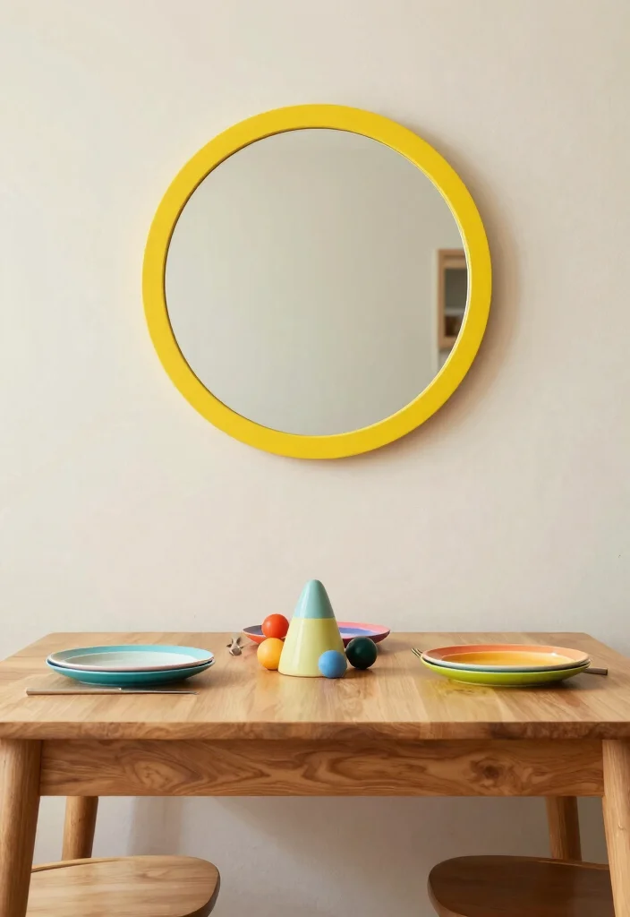 14 Dining Table Mirror Ideas That Reflect Style 45 14 Dining Table Mirror Ideas That Reflect Style - 5. Colorful Accent Mirrors 1