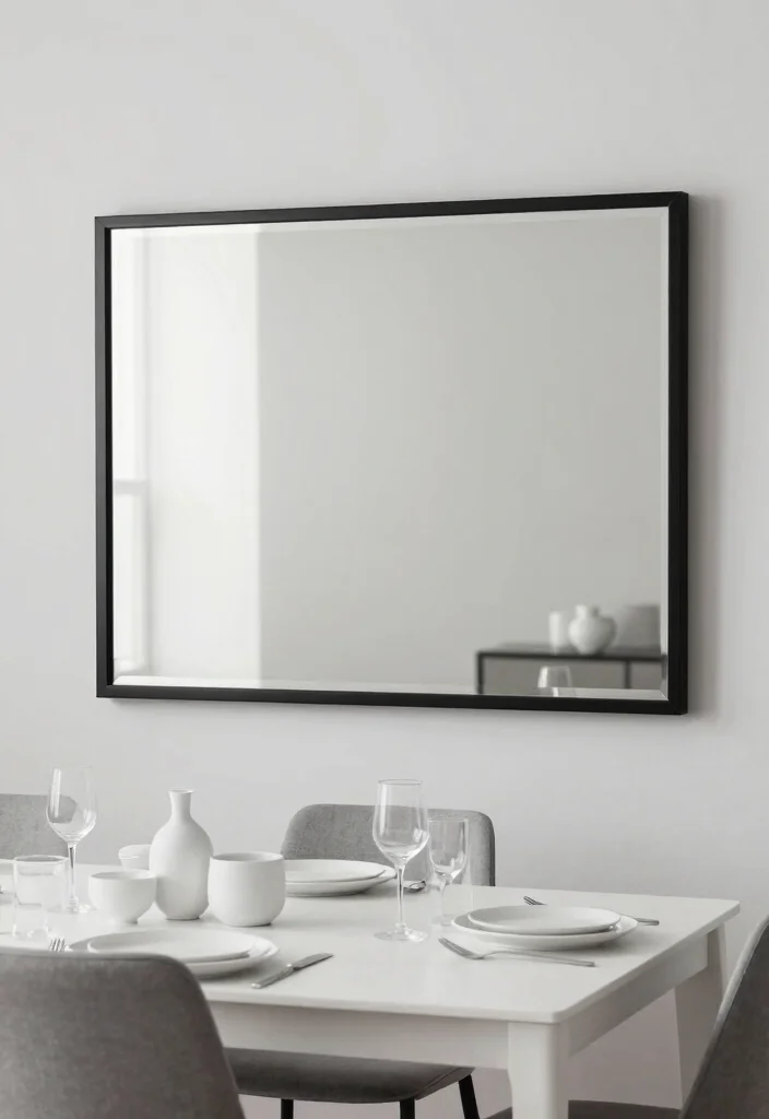 14 Dining Table Mirror Ideas That Reflect Style 46 14 Dining Table Mirror Ideas That Reflect Style - 6. Minimalist Black Frames 1