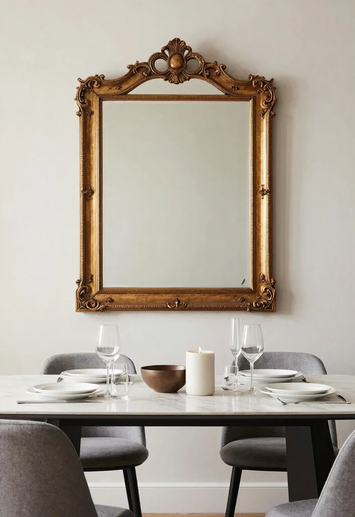 14 Dining Table Mirror Ideas That Reflect Style 48 14 Dining Table Mirror Ideas That Reflect Style - 8. Vintage Mirrors with Modern Accents 1