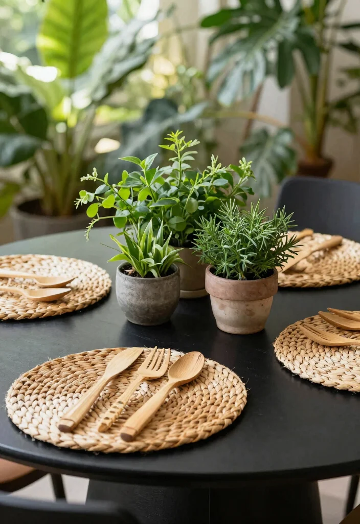 15 Black Round Table Decor Ideas With Bold Contrast 40 15 Black Round Table Decor Ideas With Bold Contrast - 10. Nature-Inspired 1