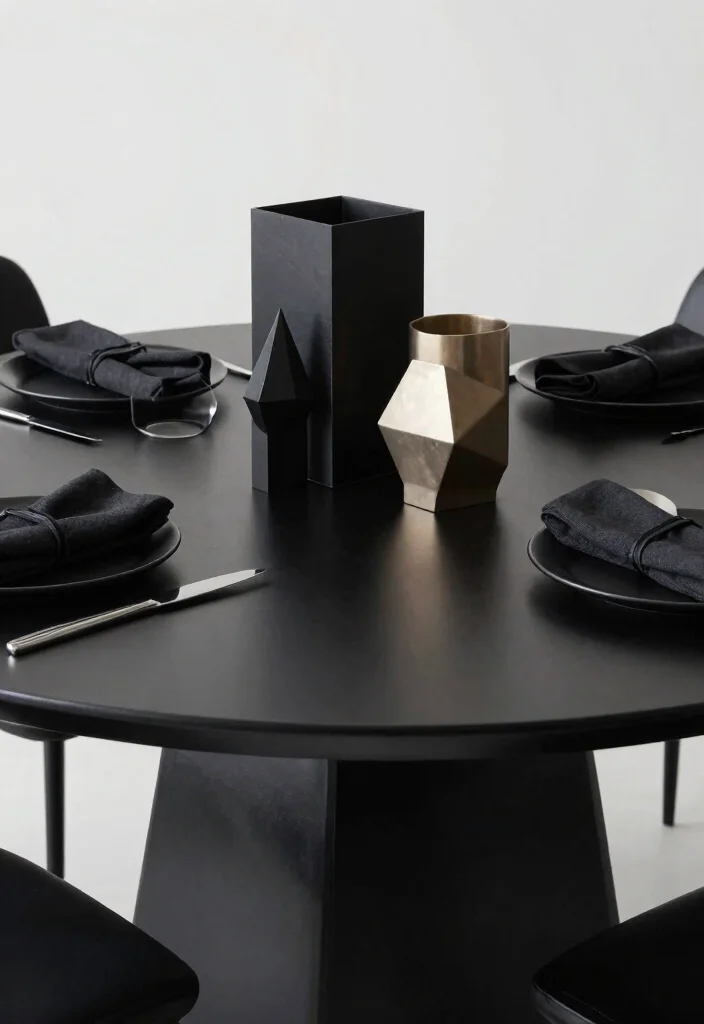 15 Black Round Table Decor Ideas With Bold Contrast 53 15 Black Round Table Decor Ideas With Bold Contrast - 13. Fascinating Geometry 1