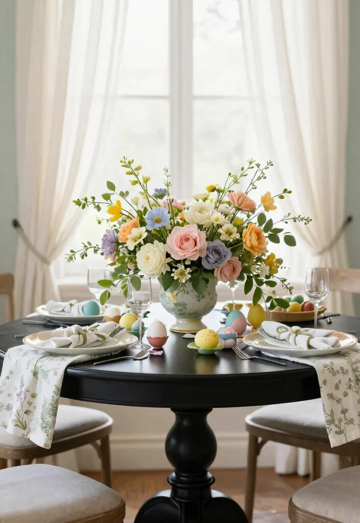 15 Black Round Table Decor Ideas With Bold Contrast 5 15 Black Round Table Decor Ideas With Bold Contrast - 5. Seasonal Splendor 1