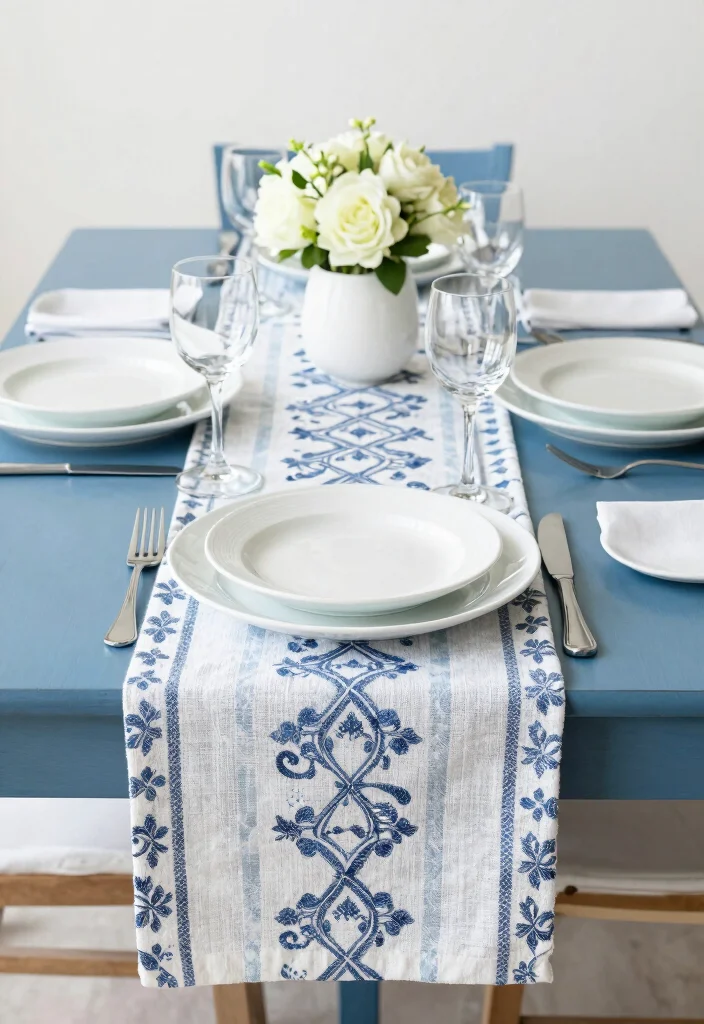 15 Blue Dining Table Ideas That Make a Bold Statement 40 15 Blue Dining Table Ideas That Make a Bold Statement - 10. Blue and White Elegance 1