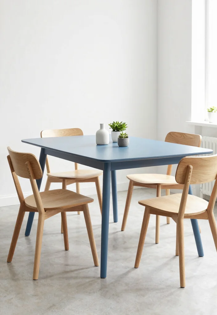 15 Blue Dining Table Ideas That Make a Bold Statement 52 15 Blue Dining Table Ideas That Make a Bold Statement - 12. Scandinavian Blue Simplicity 1