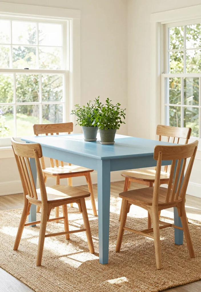 15 Blue Dining Table Ideas That Make a Bold Statement 2 15 Blue Dining Table Ideas That Make a Bold Statement - 2. Sky Blue Serenity 1