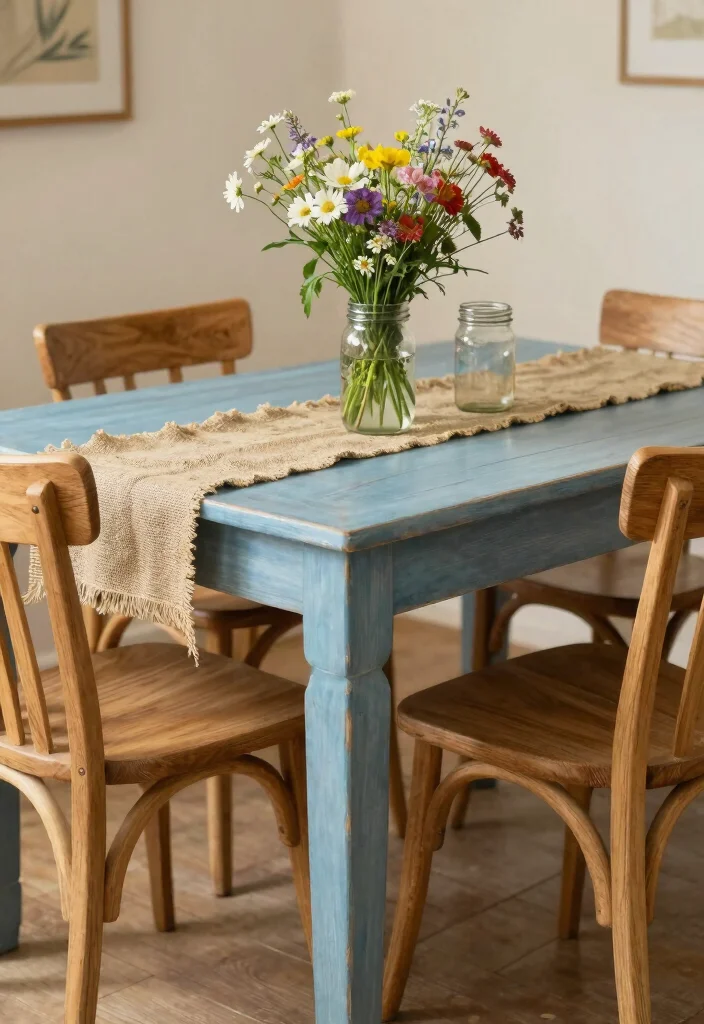 15 Blue Dining Table Ideas That Make a Bold Statement 5 15 Blue Dining Table Ideas That Make a Bold Statement - 5. Rustic Blue Charm 1