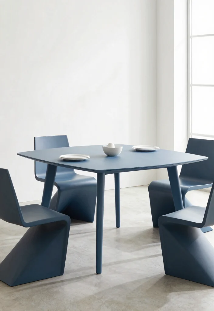 15 Blue Dining Table Ideas That Make a Bold Statement 27 15 Blue Dining Table Ideas That Make a Bold Statement - 7. Modern Minimalist Blue 1
