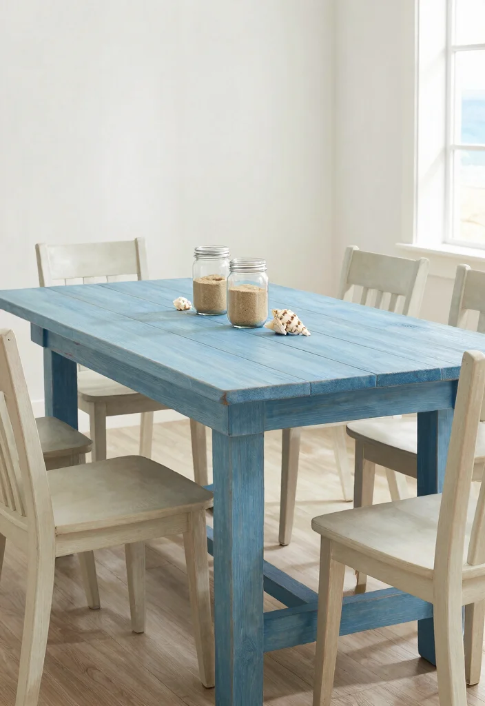 15 Blue Dining Table Ideas That Make a Bold Statement 39 15 Blue Dining Table Ideas That Make a Bold Statement - 9. Rustic Beach House 1