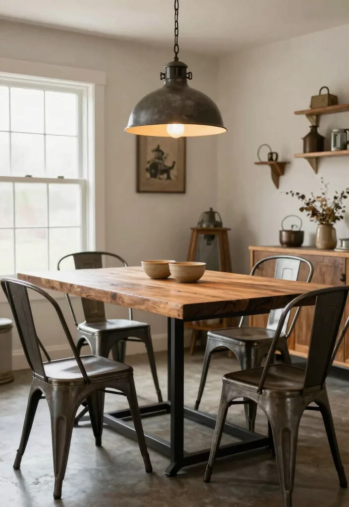 15 Custom Dining Table Ideas With Unique Character 36 15 Custom Dining Table Ideas With Unique Character - 6. Farmhouse Table with Industrial Touches 1