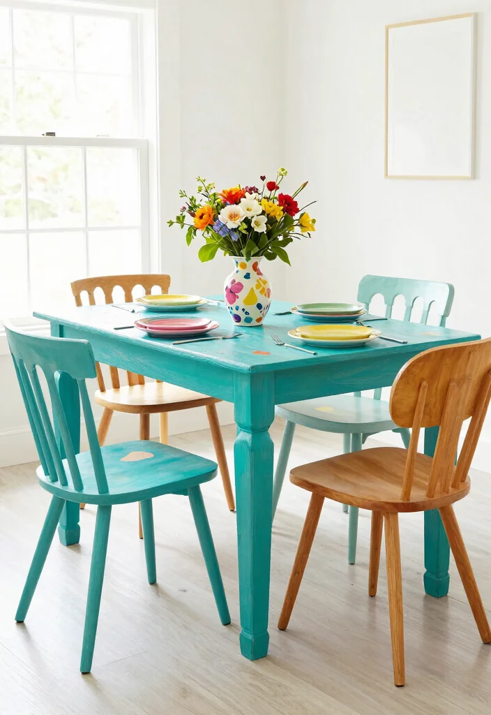 15 Custom Dining Table Ideas With Unique Character 39 15 Custom Dining Table Ideas With Unique Character - 9. Custom Painted Tables 1