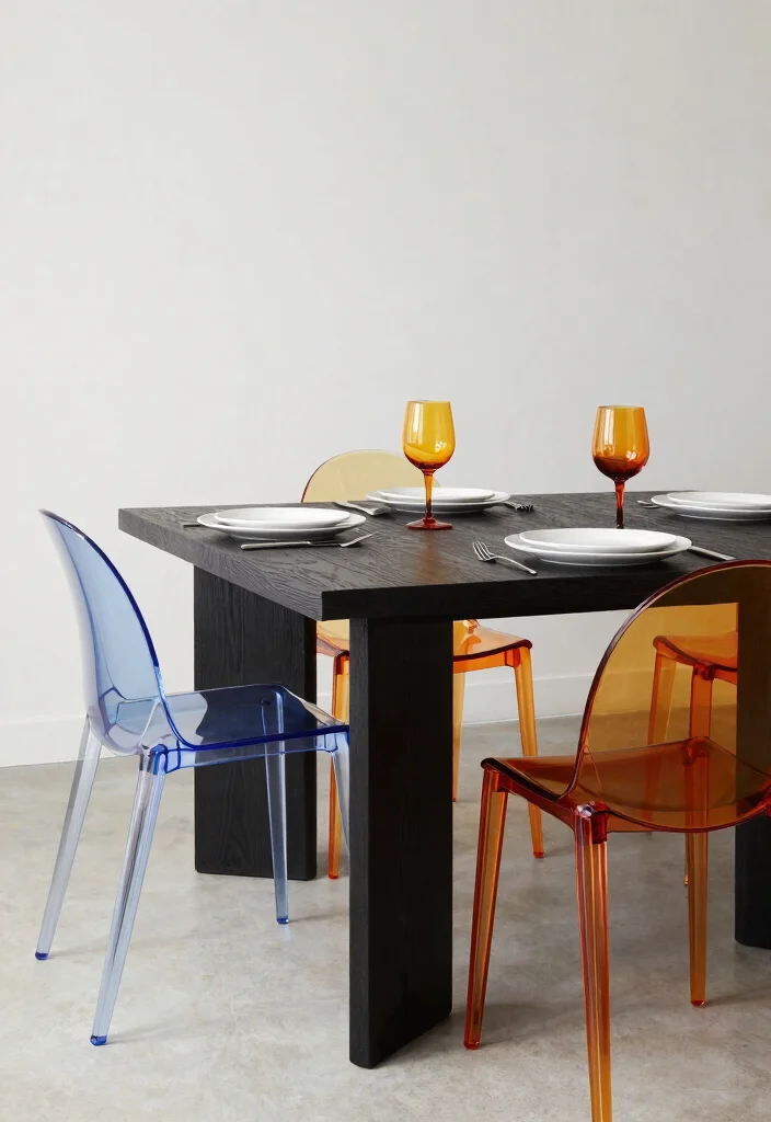 15 Dining Chairs for Dark Wood Table Ideas That Match Perfectly - 15. Contemporary Clear Chairs 1