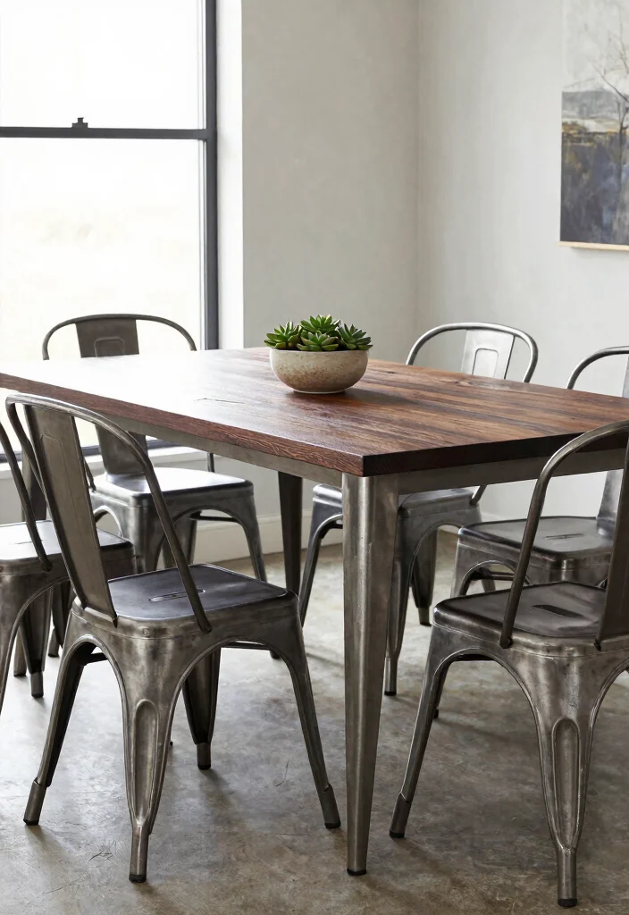15 Dining Chairs for Dark Wood Table Ideas That Match Perfectly - 3. Industrial Metal Chairs 1