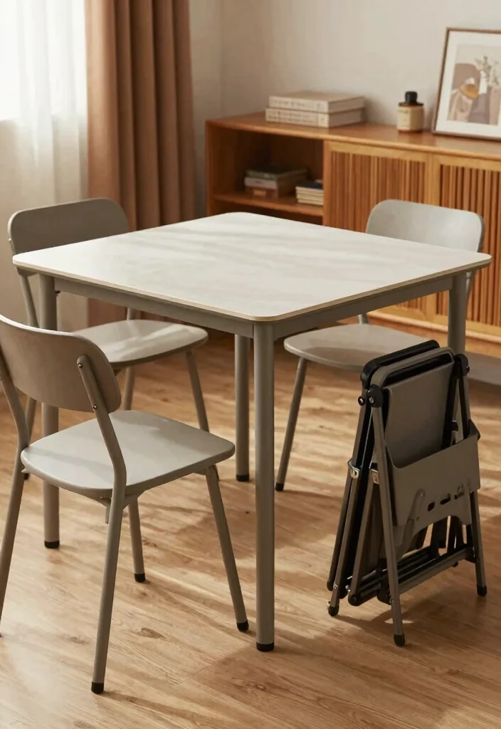 15 Dining Table Design Folding Ideas That Save Space 33 15 Dining Table Design Folding Ideas That Save Space - 13. Space-Optimized Folding Table and Chair Set 1