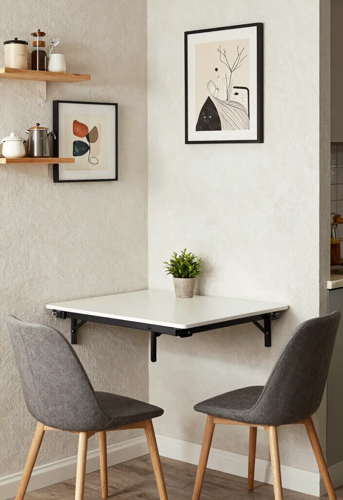 15 Dining Table Design Folding Ideas That Save Space 2 15 Dining Table Design Folding Ideas That Save Space - 2. Wall-Mounted Folding Table 1