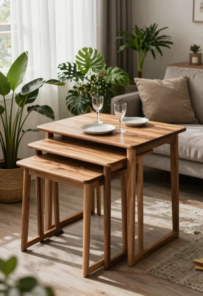 15 Dining Table Design Folding Ideas That Save Space 15 15 Dining Table Design Folding Ideas That Save Space - 5. Nesting Tables for Dining Flexibility 1
