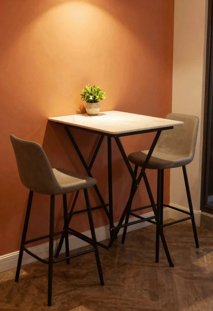 15 Dining Table Design Folding Ideas That Save Space 19 15 Dining Table Design Folding Ideas That Save Space - 9. Bar Height Folding Table 1