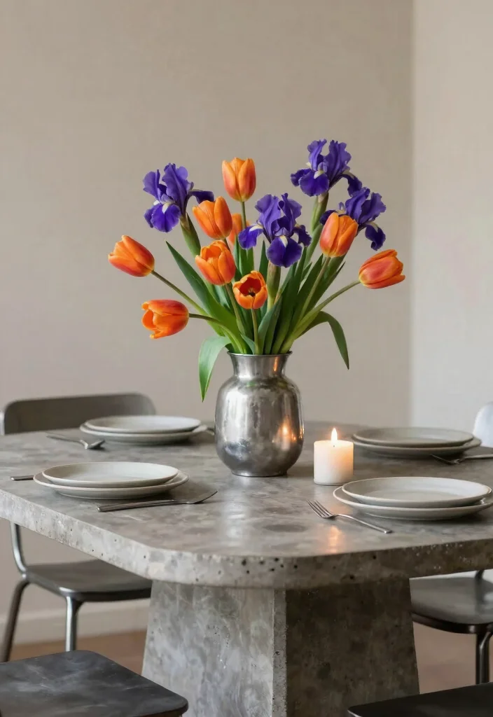 15 Dining Table Flowers Ideas That Elevate Instantly 41 15 Dining Table Flowers Ideas That Elevate Instantly - 11. Modern Industrial Style 1