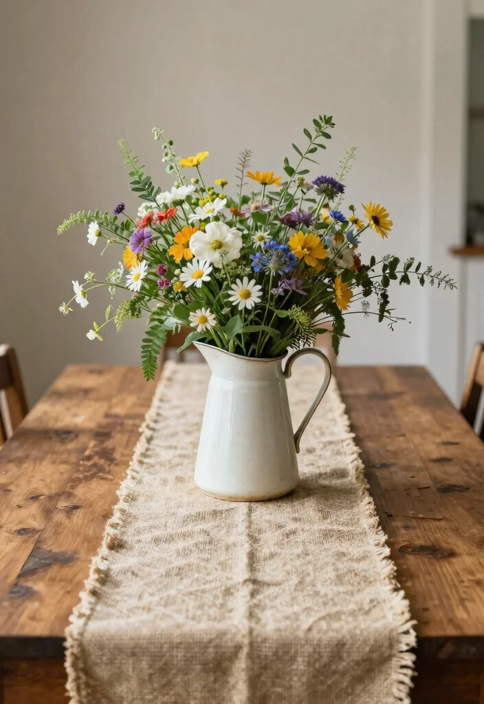 15 Dining Table Flowers Ideas That Elevate Instantly 65 15 Dining Table Flowers Ideas That Elevate Instantly - 15. Rustic Farmhouse Charm 1