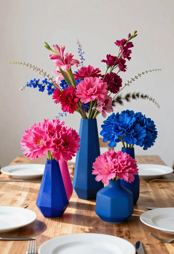 15 Dining Table Flowers Ideas That Elevate Instantly 39 15 Dining Table Flowers Ideas That Elevate Instantly - 9. Color Block Floral Design 1