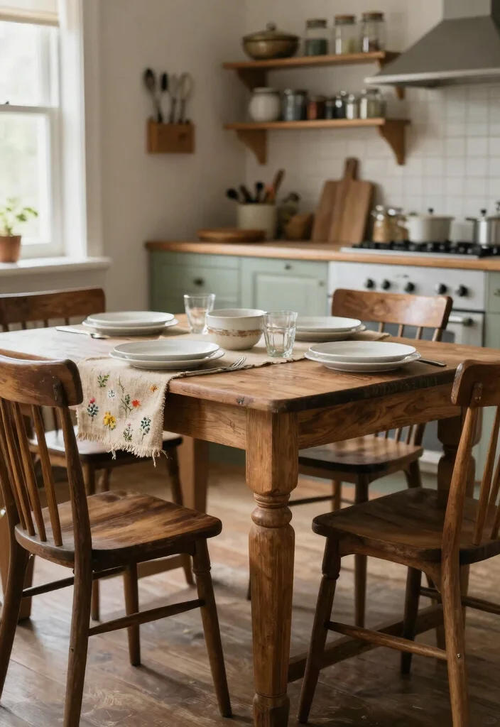 15 Dining Table Wooden Ideas With Timeless Warmth 40 15 Dining Table Wooden Ideas With Timeless Warmth - 10. Vintage Farmhouse Feel 1