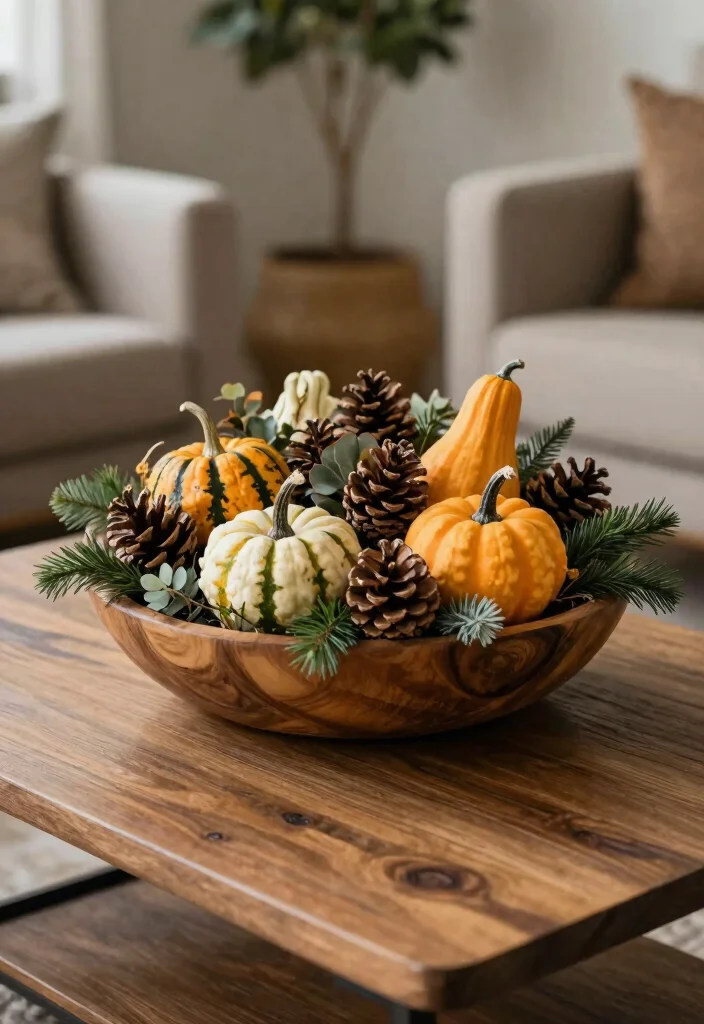 15 Fall Decor Coffee Table Ideas With Cozy Layers 30 15 Fall Decor Coffee Table Ideas With Cozy Layers - 10. Rustic Centerpieces 1