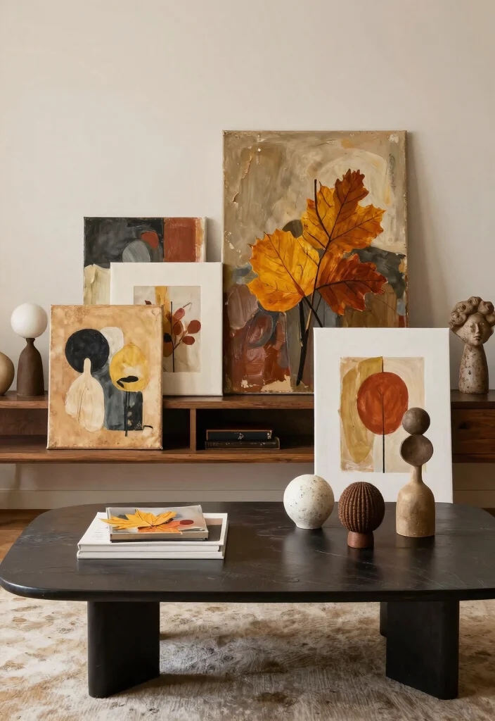 15 Fall Decor Coffee Table Ideas With Cozy Layers 52 15 Fall Decor Coffee Table Ideas With Cozy Layers - 12. Artistic Displays 1