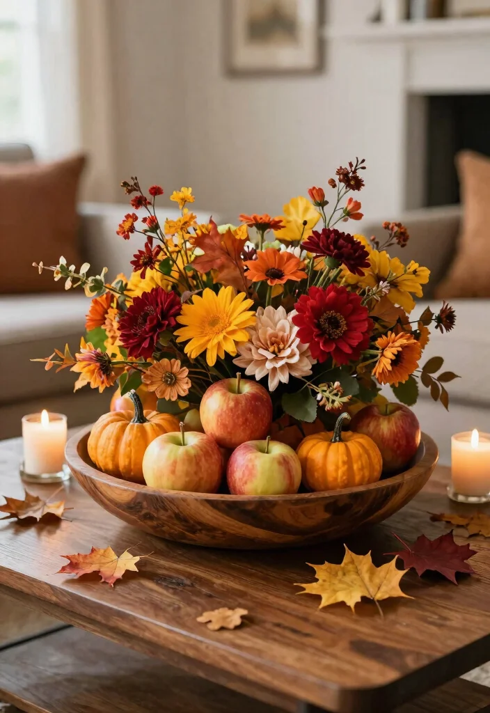 15 Fall Decor Coffee Table Ideas With Cozy Layers 15 15 Fall Decor Coffee Table Ideas With Cozy Layers - 5. Seasonal Fruits and Flora 1