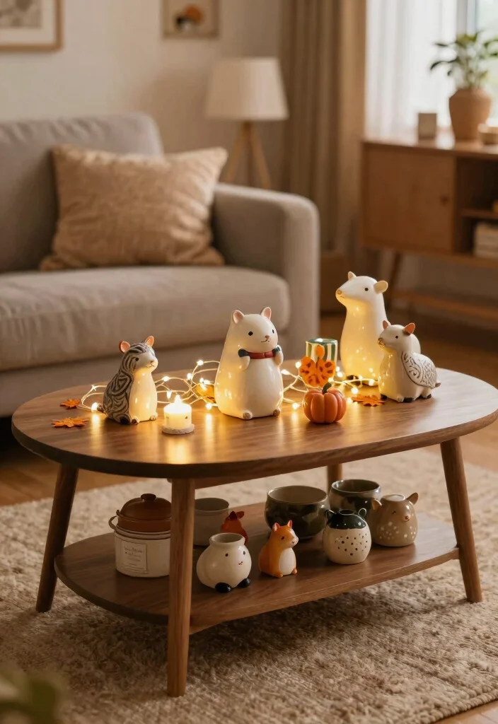 15 Fall Decor Coffee Table Ideas With Cozy Layers 19 15 Fall Decor Coffee Table Ideas With Cozy Layers - 9. Whimsical Decor Touches 1