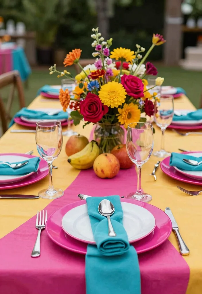 15 Indian Wedding Table Decor Ideas With Rich Detail - 11. Bold Color Combinations 1