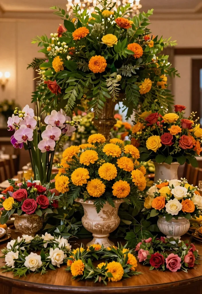 15 Indian Wedding Table Decor Ideas With Rich Detail - 3. Floral Extravaganza: Centerpieces that Dazzle 1