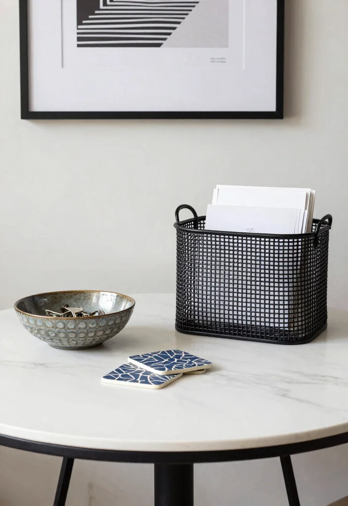 15 Round Foyer Table Decor Ideas That Impress Instantly - 10. Functional Decor 1