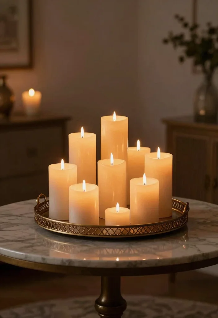 15 Round Foyer Table Decor Ideas That Impress Instantly - 13. Artistic Candle Displays 1