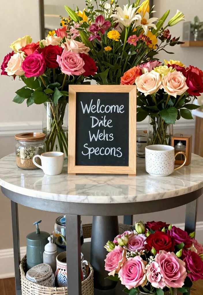 15 Round Foyer Table Decor Ideas That Impress Instantly - 14. Customizable Chalkboard 1