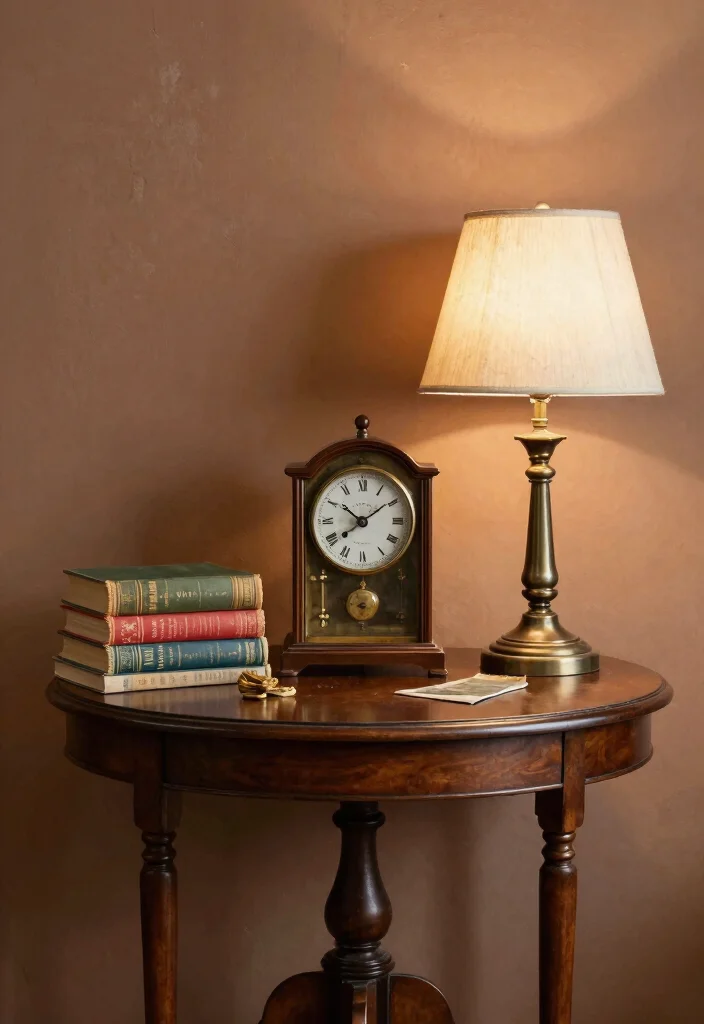 15 Round Foyer Table Decor Ideas That Impress Instantly - 3. Vintage Finds 1