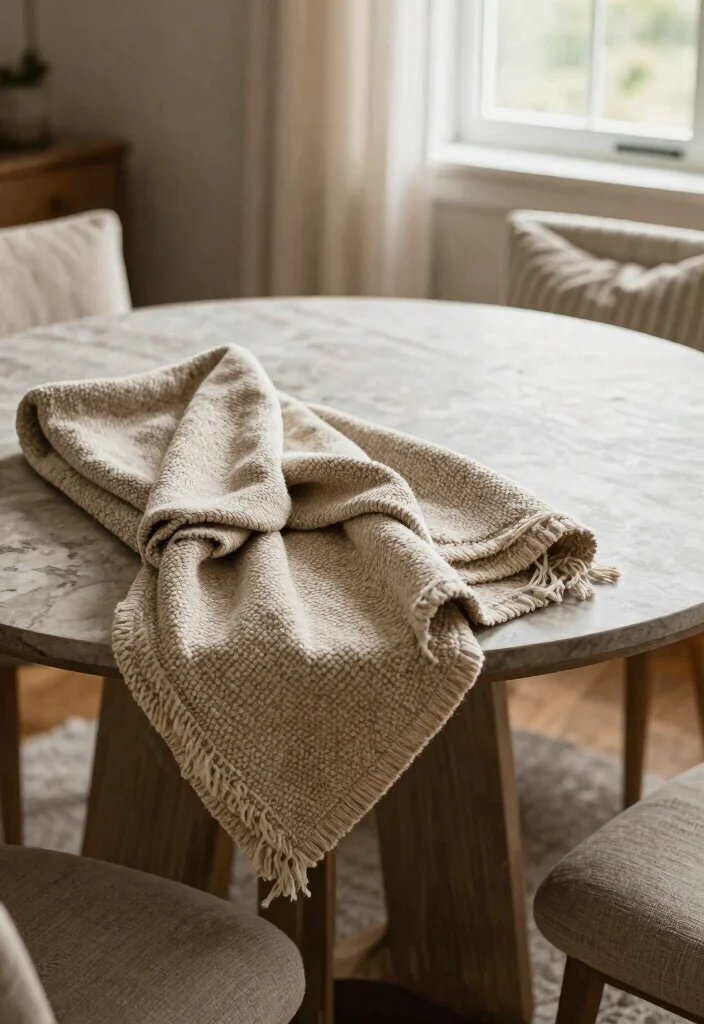 15 Round Foyer Table Decor Ideas That Impress Instantly - 6. Layered Textiles 1