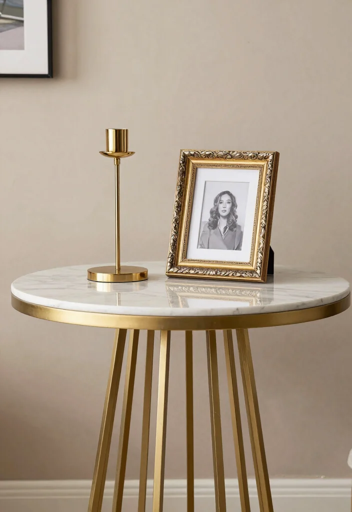 15 Round Foyer Table Decor Ideas That Impress Instantly - 8. A Touch of Gold 1