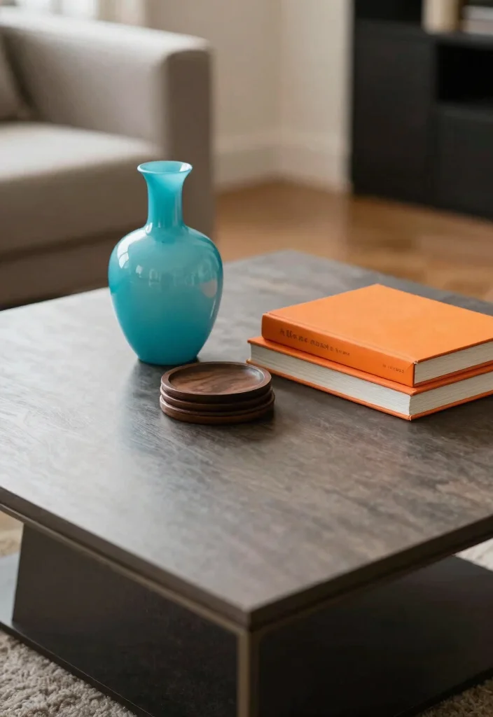 15 Square Coffee Table Decor Ideas That Look Balanced - 10. Color and Contrast 1