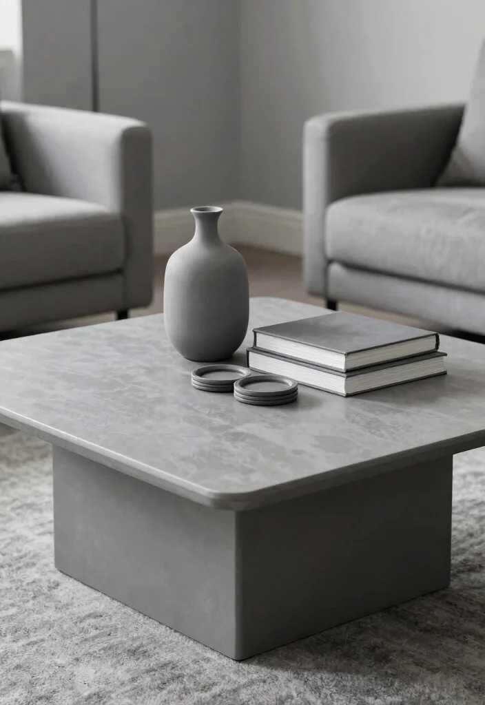 15 Square Coffee Table Decor Ideas That Look Balanced - 13. Monochromatic Style 1