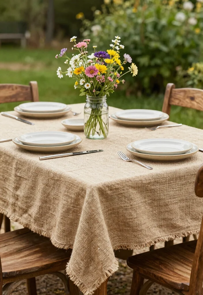 15 Table Cloth Ideas for Home Dining Rooms That Add Charm 15 15 Table Cloth Ideas for Home Dining Rooms That Add Charm - 5. Jute and Hemp Table Cloths 1