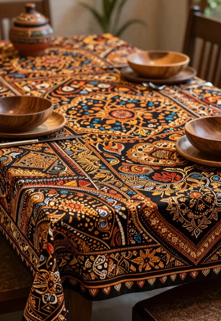15 Table Cloth Ideas for Home Dining Rooms That Add Charm 26 15 Table Cloth Ideas for Home Dining Rooms That Add Charm - 6. Batik Table Cloths for a Cultural Touch 1
