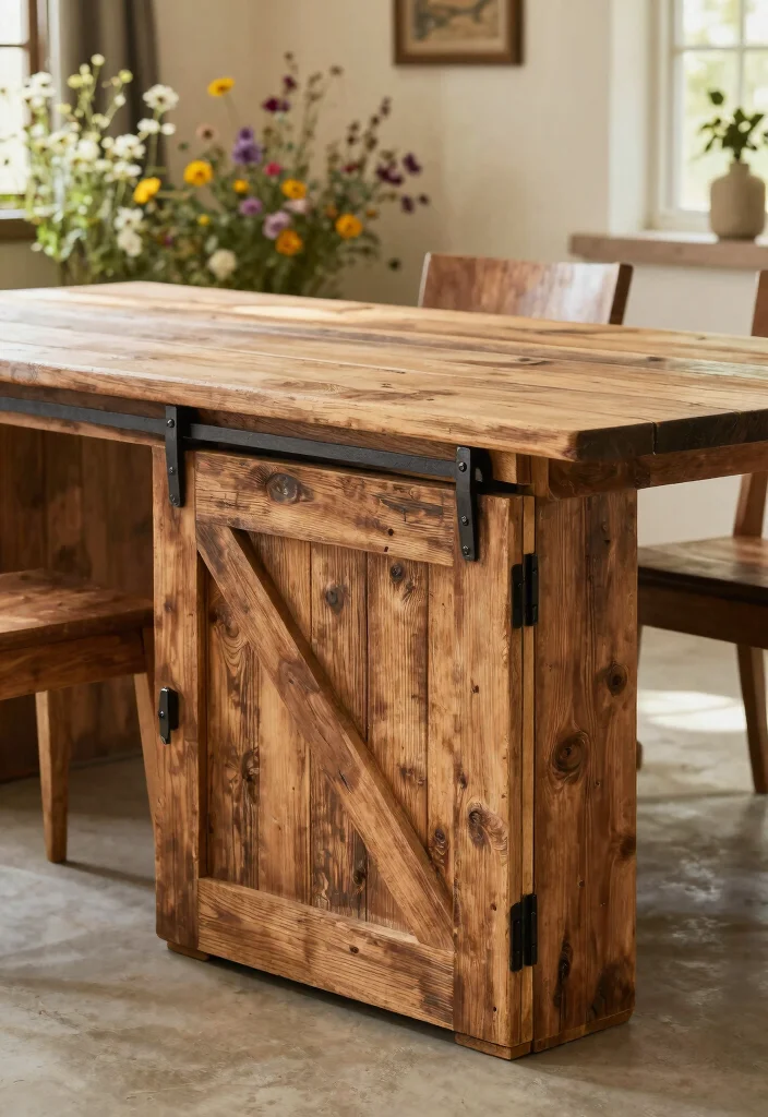 15 Upcycle Dining Table Ideas With Creative Makeover 27 15 Upcycle Dining Table Ideas With Creative Makeover - 7. Rustic Barn Door Table 1