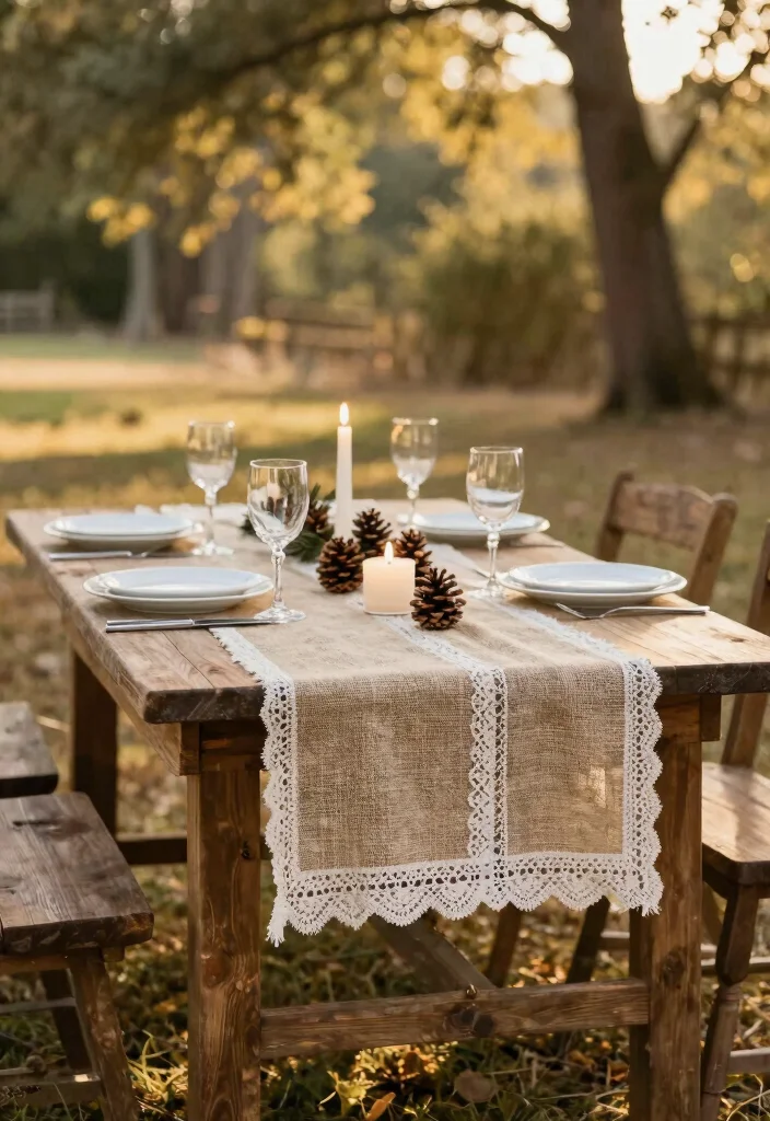 15 Western Wedding Table Decor Ideas With Rustic Flair 4 15 Western Wedding Table Decor Ideas With Rustic Flair - 4. Burlap Table Runners 1