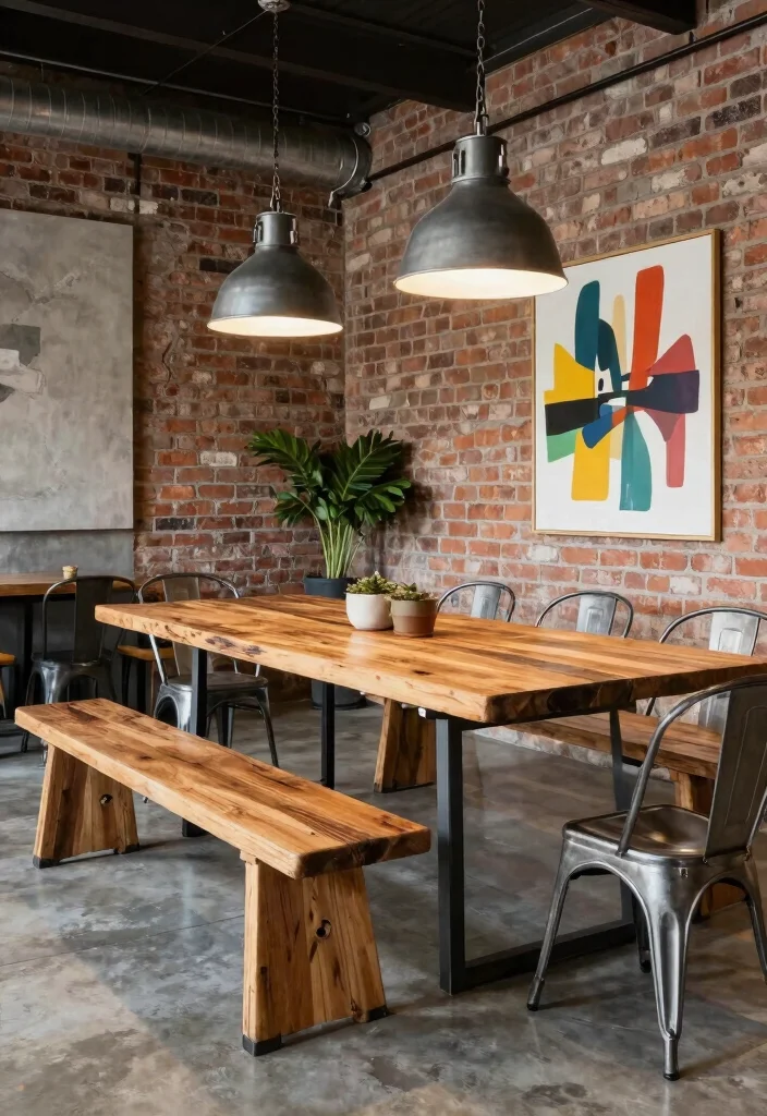 16 Bench Dining Table 2026 Trending Ideas That Feel Cozy & Modern 12 16 Bench Dining Table 2026 Trending Ideas That Feel Cozy & Modern - 2. Industrial Chic 1