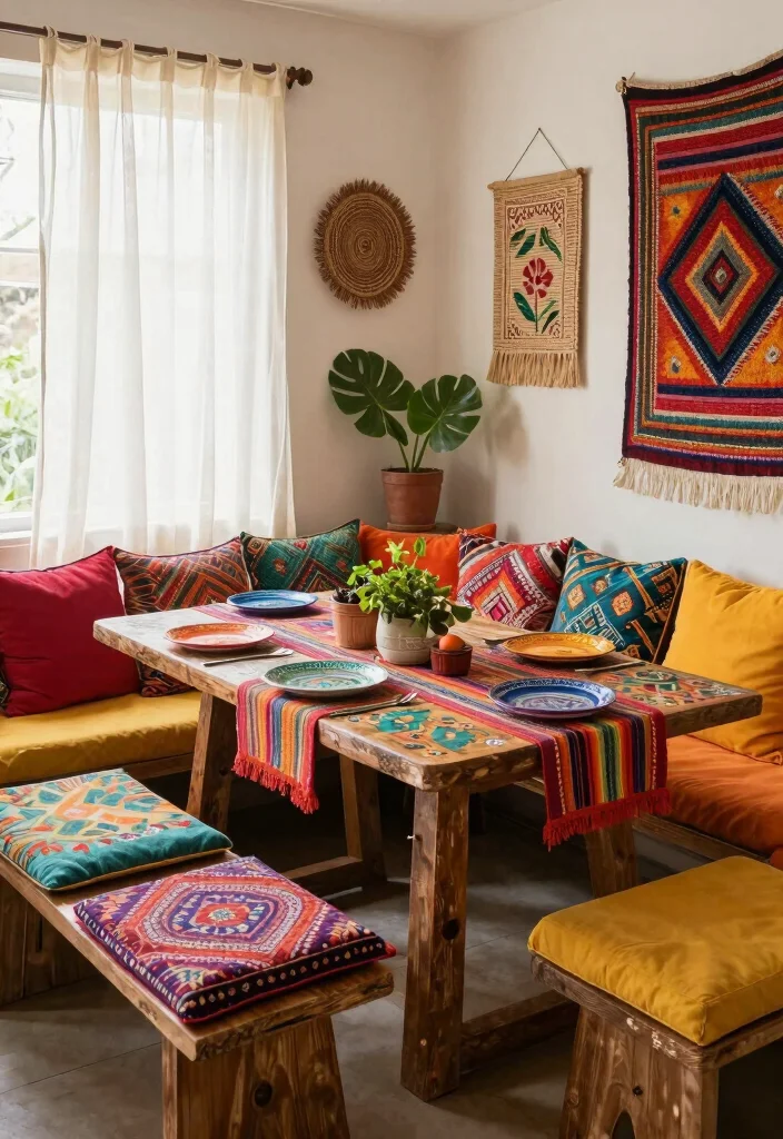 16 Bench Dining Table 2026 Trending Ideas That Feel Cozy & Modern 14 16 Bench Dining Table 2026 Trending Ideas That Feel Cozy & Modern - 4. Boho Bliss 1