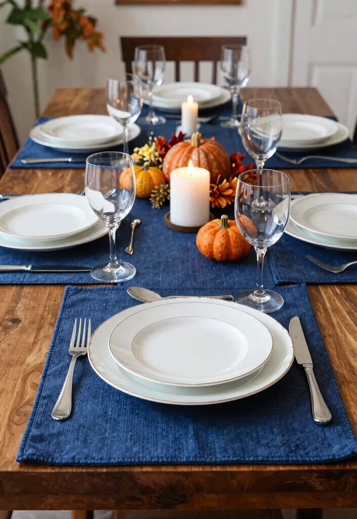 16 Blue Thanksgiving Table Decor Ideas With Elegant Touch - 14. Elegant Blue Table Mats 1