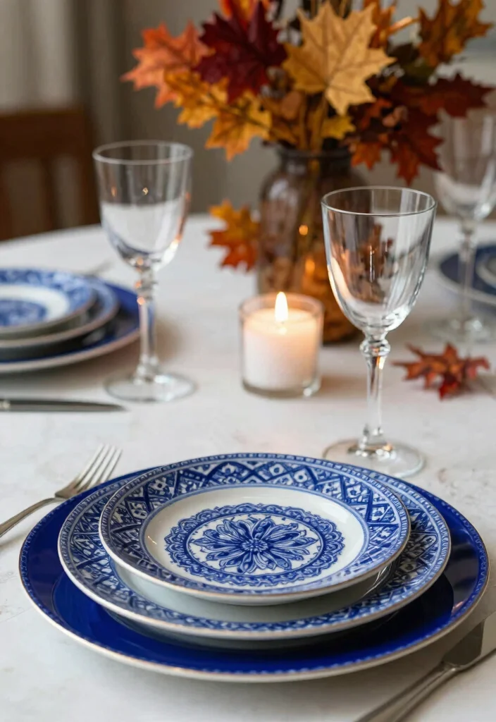 16 Blue Thanksgiving Table Decor Ideas With Elegant Touch - 2. Elegant Blue China 1
